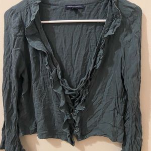 American Eagle Outfitters Green Ruffle Blouse